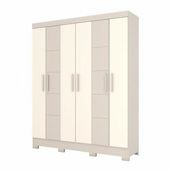Roupeiro 06 Portas Cristal/Off White