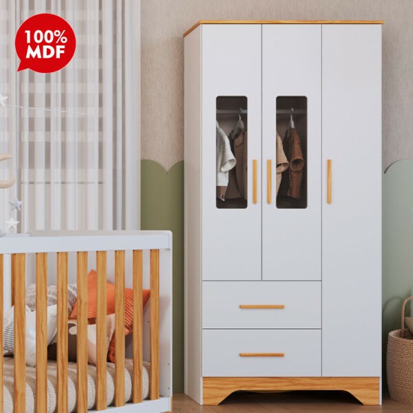 ROUPEIRO 3P. ABRIR 2G PEROBA POPY RETRO BRANCO BRILHO/AMENDOA ROUPEIRO 3P. ABRIR 2G PEROBA POPY RETRO BRANCO BRILHO/AMENDOA