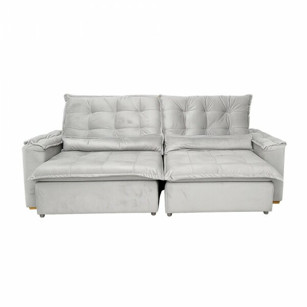 ESTOFADO BOMFLEX GRECIA RETRATIL CINZA CLARO VELUDO ESTOFADO BOMFLEX GRECIA RETRATIL CINZA CLARO VELUDO