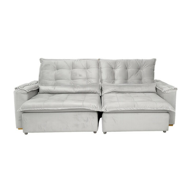 ESTOFADO BOMFLEX GRECIA RETRATIL CINZA CLARO VELUDO ESTOFADO BOMFLEX GRECIA RETRATIL CINZA CLARO VELUDO