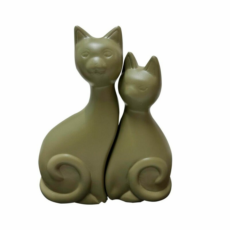 CASAL DE GATO DA SORTE CERAMICA VERDE MUSGO CASAL DE GATO DA SORTE CERAMICA VERDE MUSGO