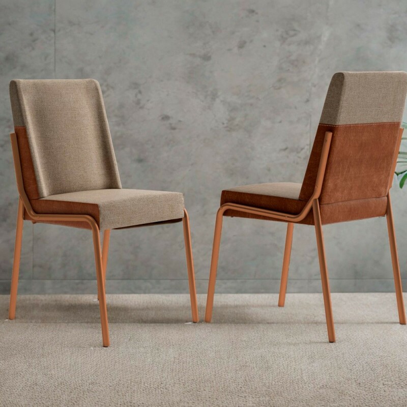 CJ 02 CADEIRAS CARRARO HUG 1749 COURINO CARAMELO/AREIA C/ TUBO ROSE CJ 02 CADEIRAS CARRARO HUG 1749 COURINO CARAMELO/AREIA C/ TUBO ROSE